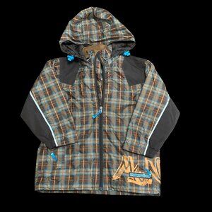 Boys Brown Plaid Snowboard Jacket
